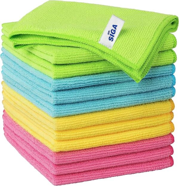 MR.SIGA Microfiber Cleaning Cloth,Pack of 12,Size:12.6" x 12.6"